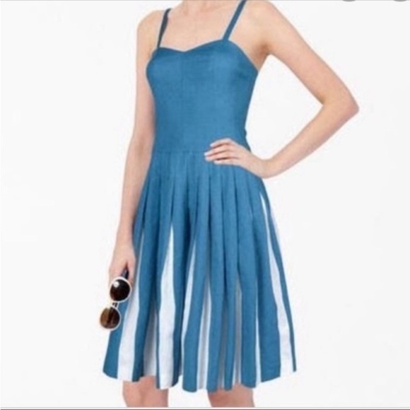 Boden Matilda pleated stripe vintage style dress - Picture 3 of 7